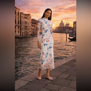 🌟RARE🌟Anthropologie NWT Mock-Neck Fitted Lace Dress size S.